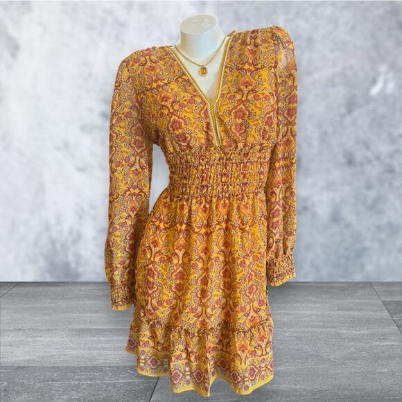 Max Studios NWT Yellow Floral Smocked Dress - Picture 1 of 6